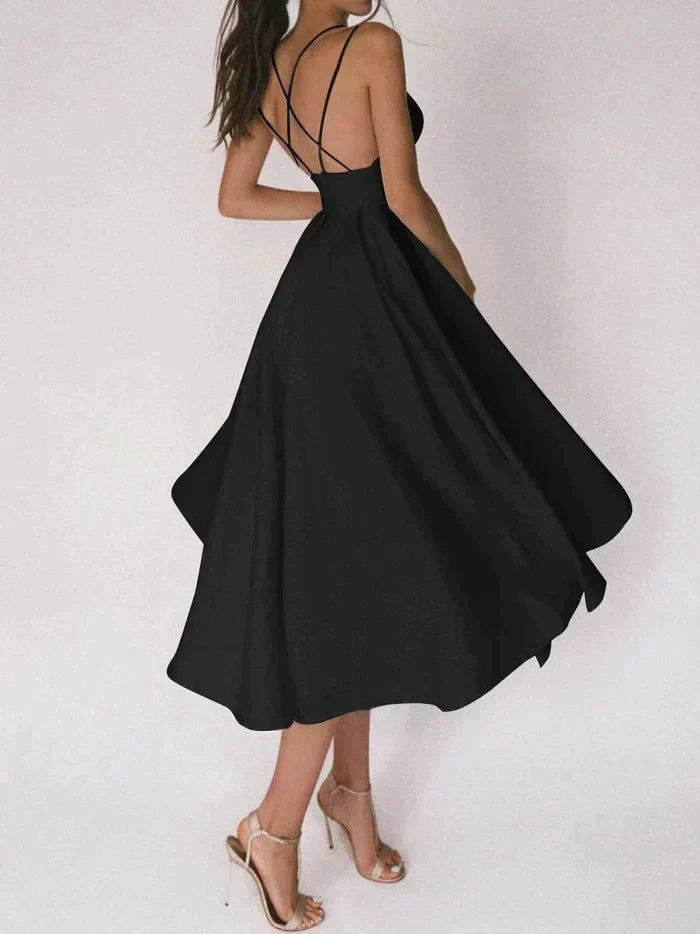 Imke | Dames midikleed met sexy kruisrug – elegant en verleidelijk design