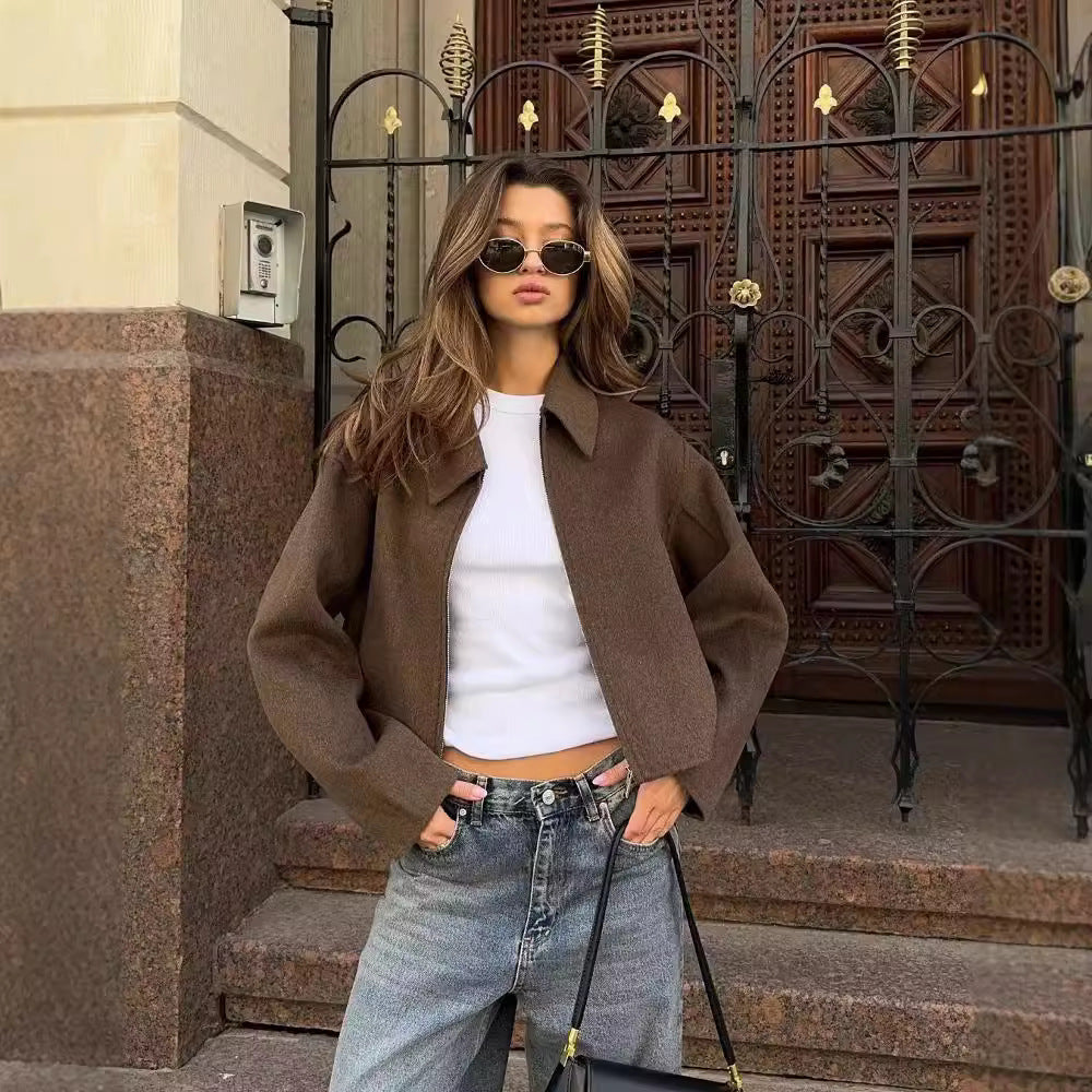 Retro herfstjas dames | Double-breasted jas met losse pasvorm en tijdloos design