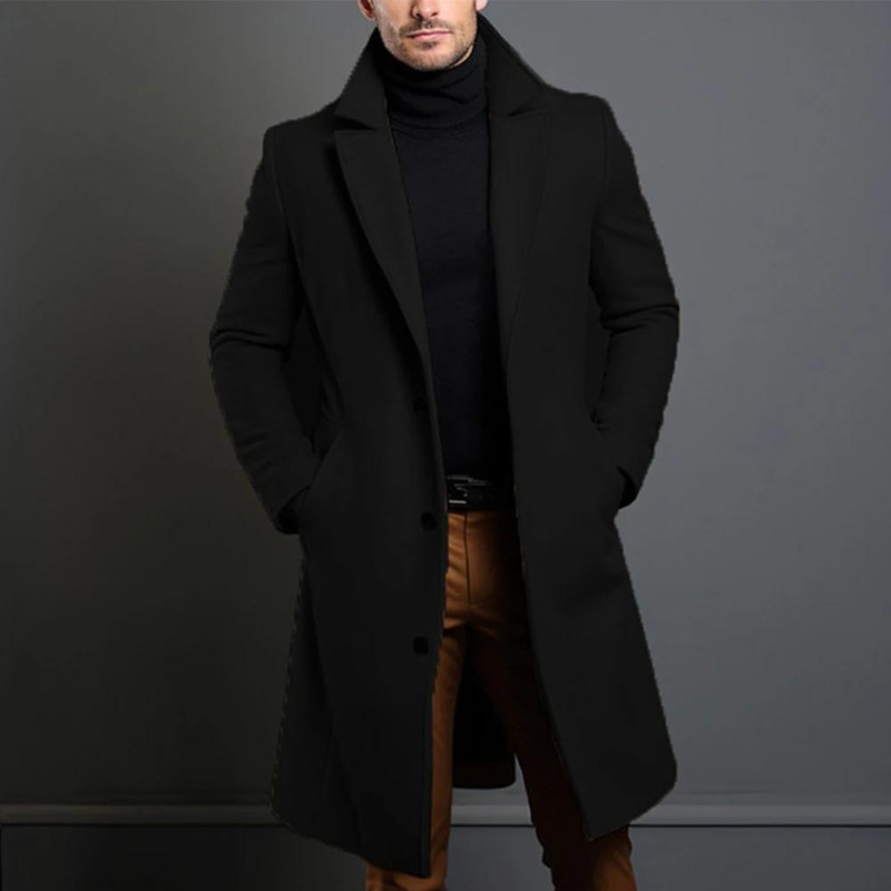 Heren Winterjas Formeel Lange Jas Wollen Look