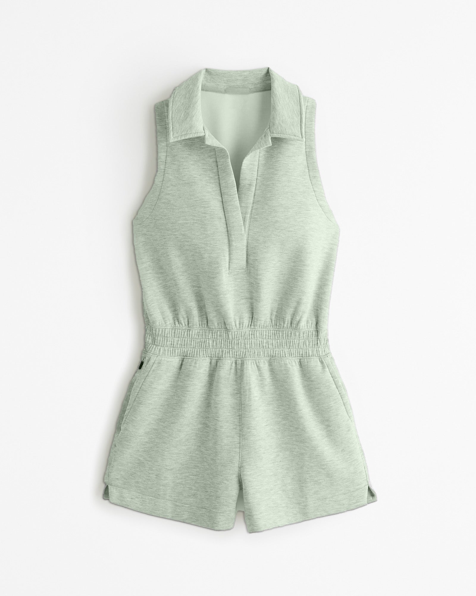 Emke | Dames Knit Polo Romper met Elastische Taille – Sportieve Romper met Polo Kraag