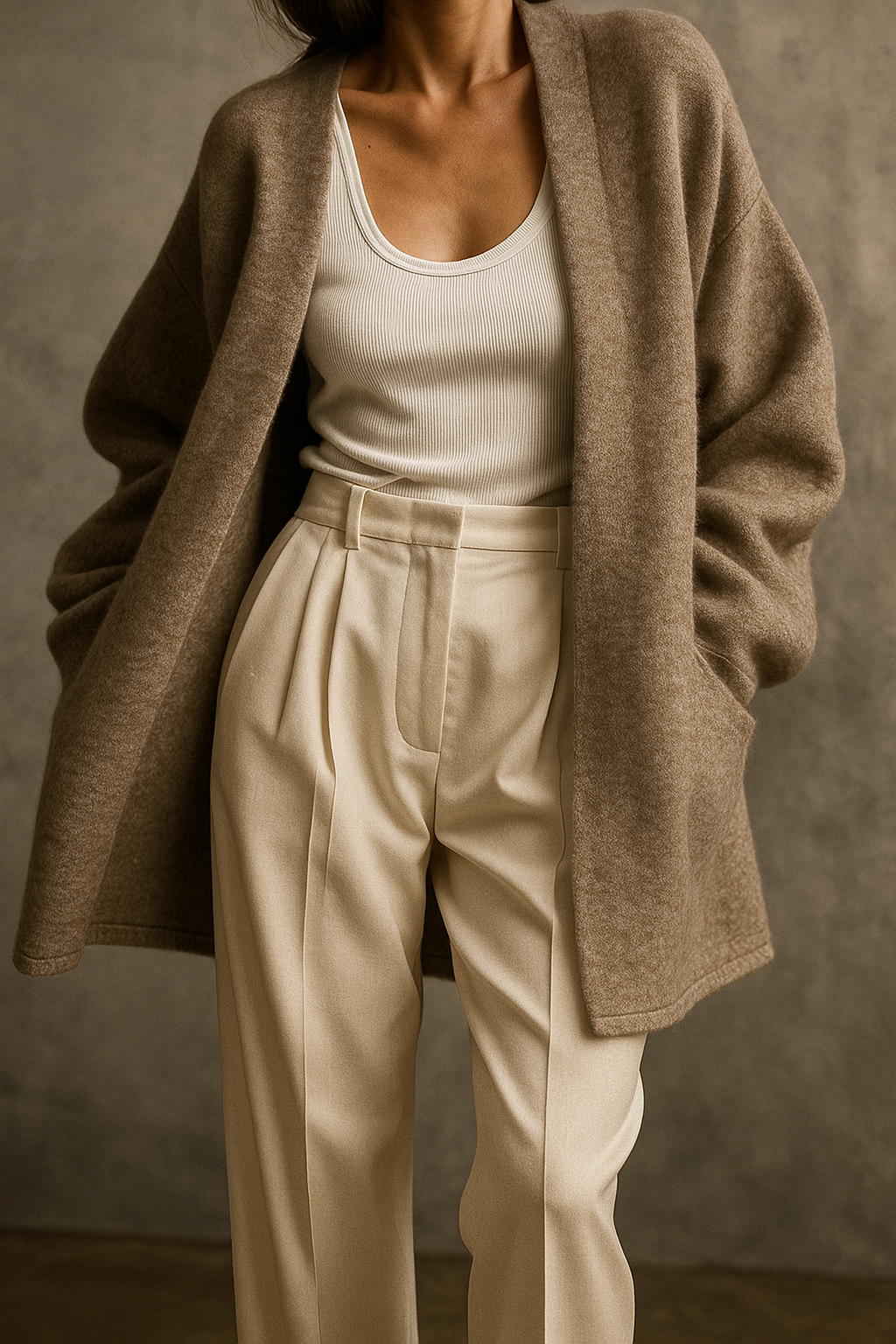 Dames Lang Gebreid Vest met Zakken – Cardigan, Casual voor Herfst/Winter, Dagelijks gebruik