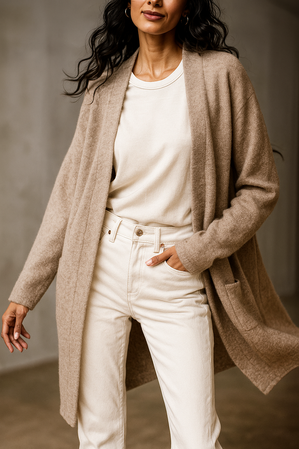 Dames Lang Gebreid Vest met Zakken – Cardigan, Casual voor Herfst/Winter, Dagelijks gebruik