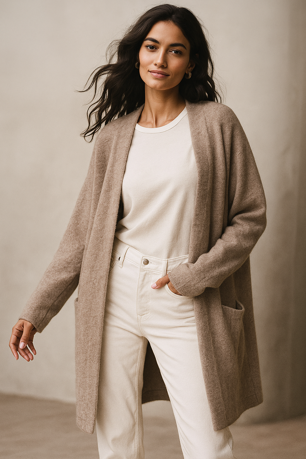 Dames Lang Gebreid Vest met Zakken – Cardigan, Casual voor Herfst/Winter, Dagelijks gebruik