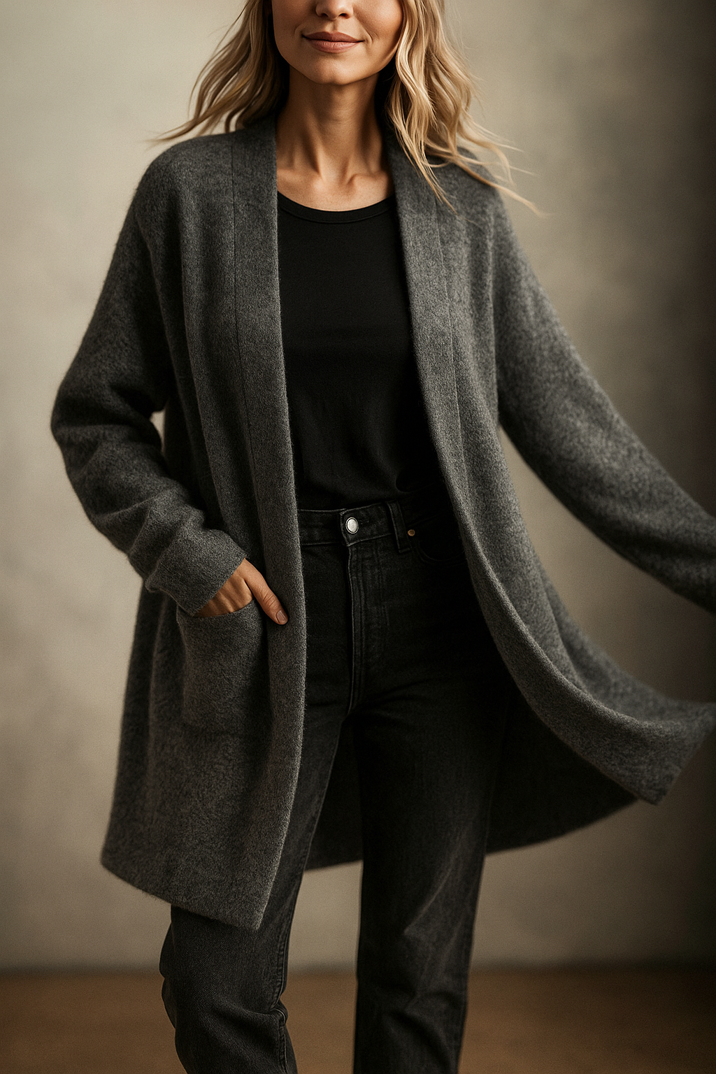 Dames Lang Gebreid Vest met Zakken – Cardigan, Casual voor Herfst/Winter, Dagelijks gebruik