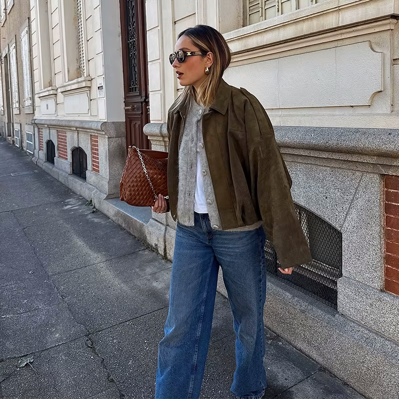 Aïsha oversized suede jacket | Dames jas van luxe suède met vintage flair