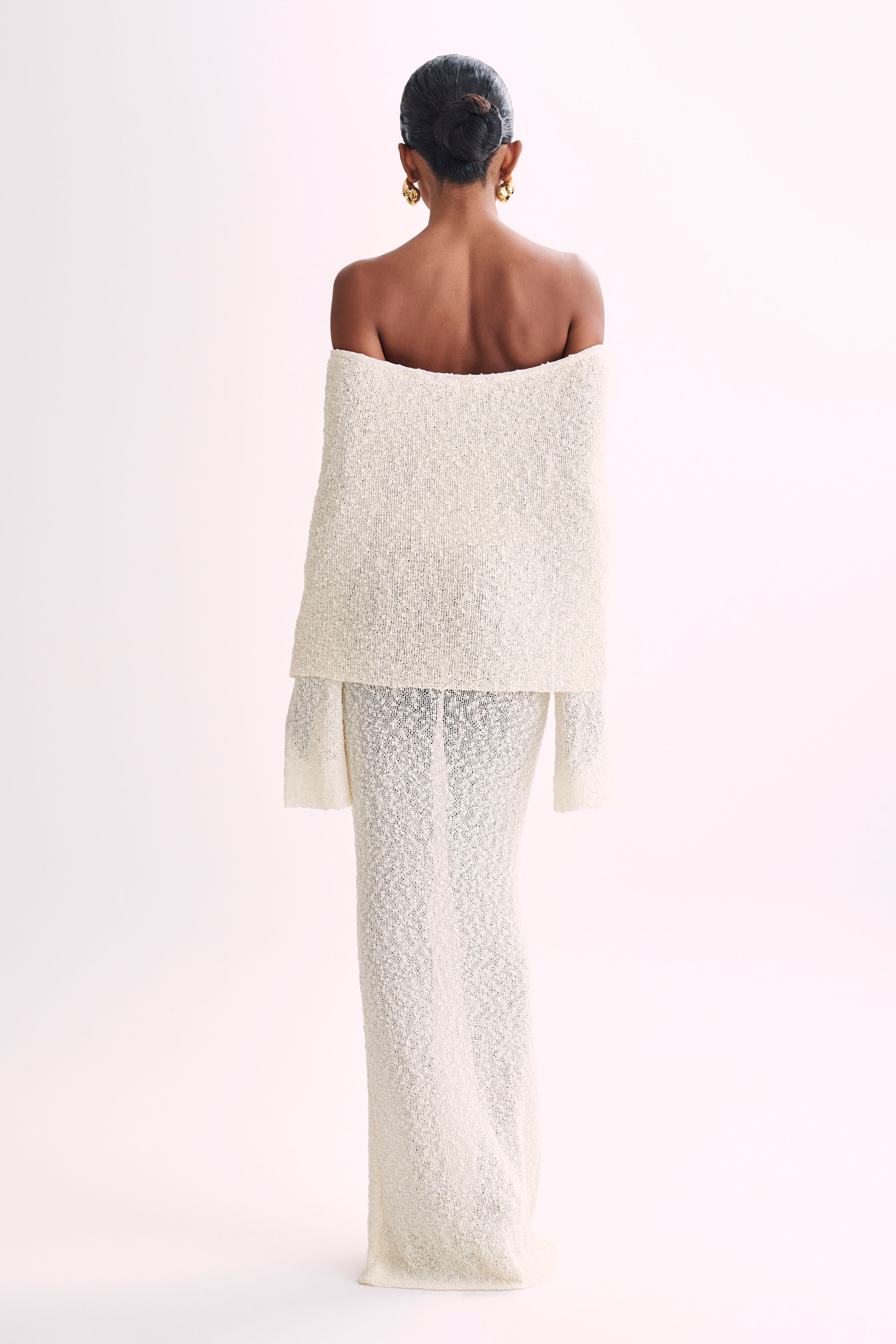 Valentina | Off Shoulder Boucle Maxi Jurk