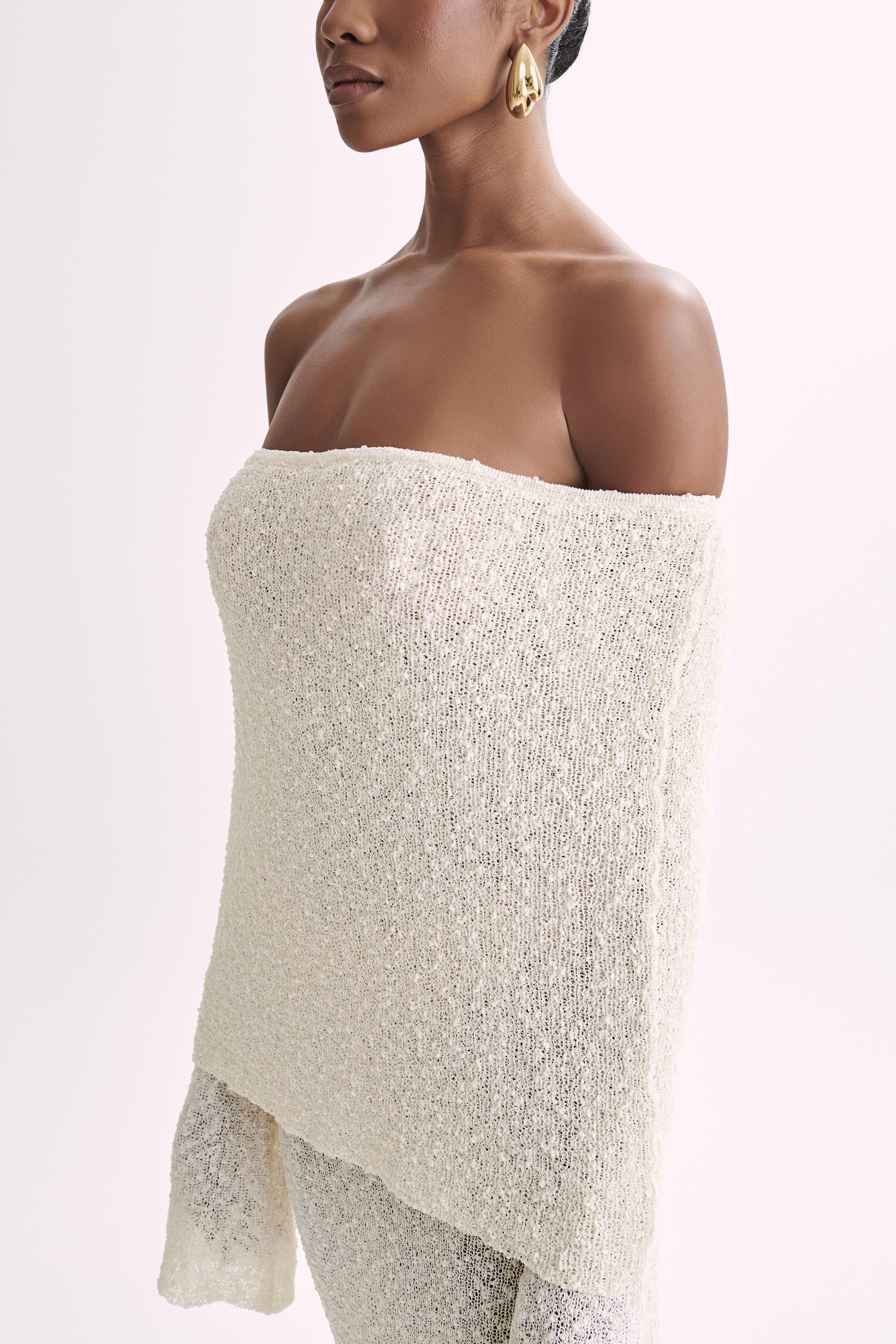 Valentina | Off Shoulder Boucle Maxi Jurk