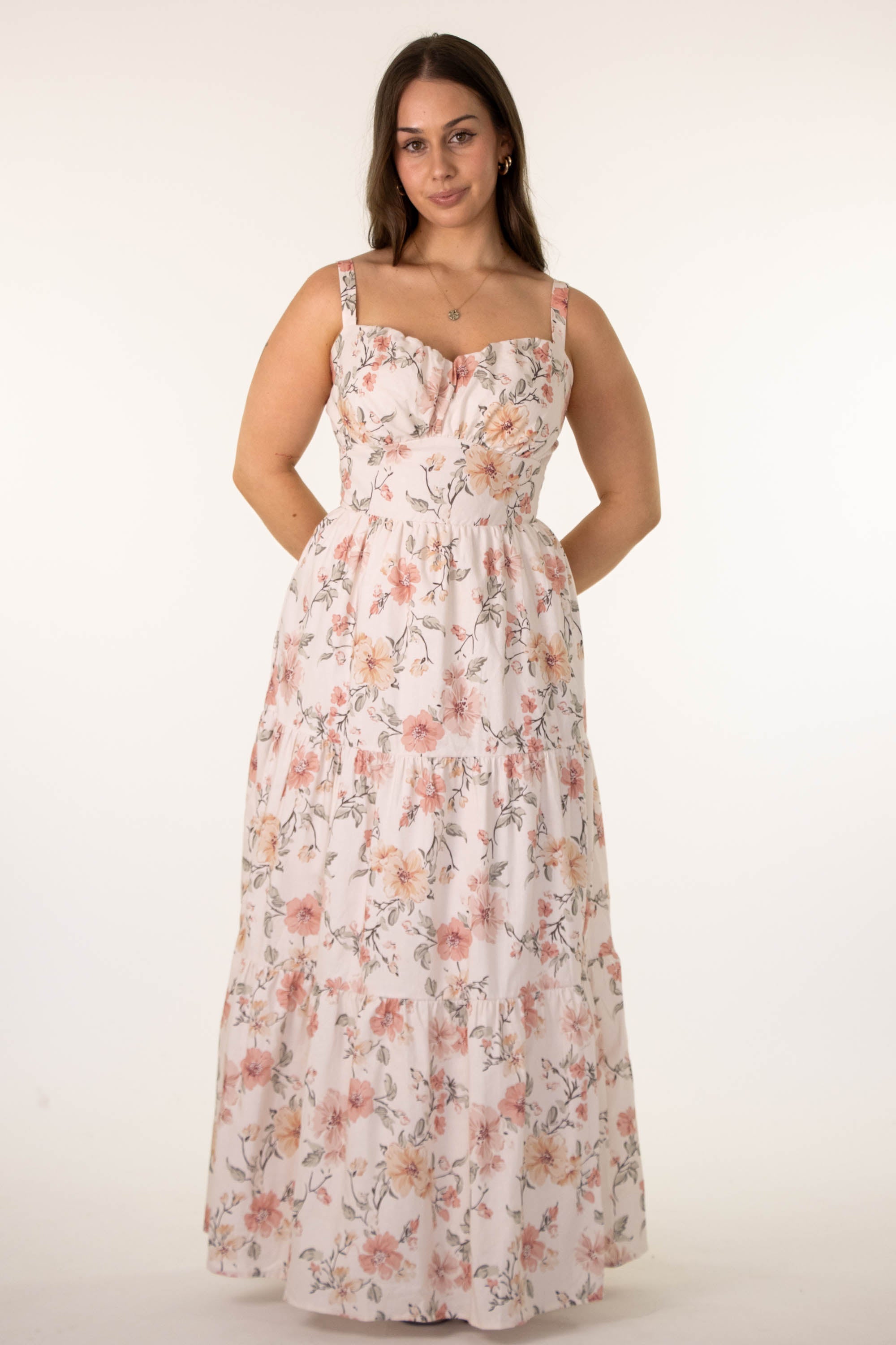Emilienne | Dames Midi-jurk met Puffmouwen – Zomers Stralend Bloemendesign