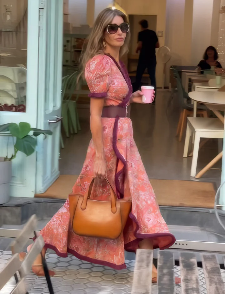 Dames Maxi Jurk met Bloemenprint en Strikceintuur bij Taille