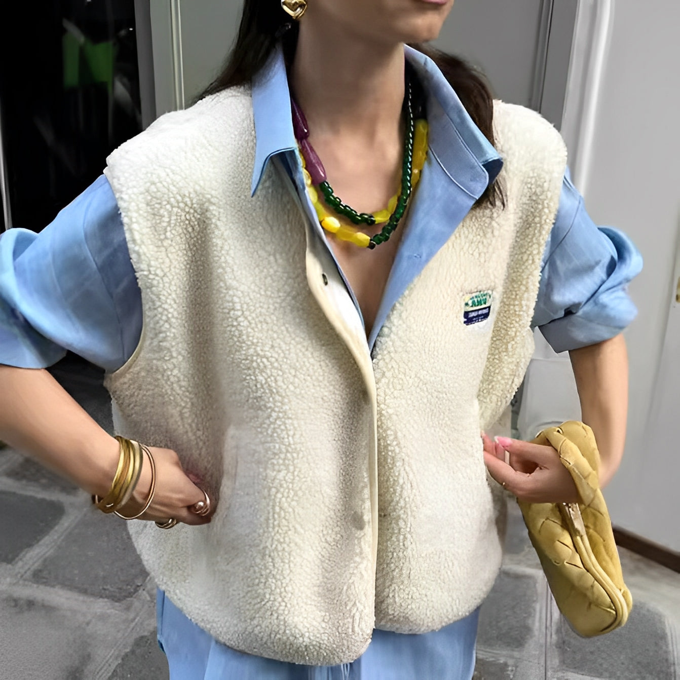 Amila - Geweven Gilet Vest voor Dames