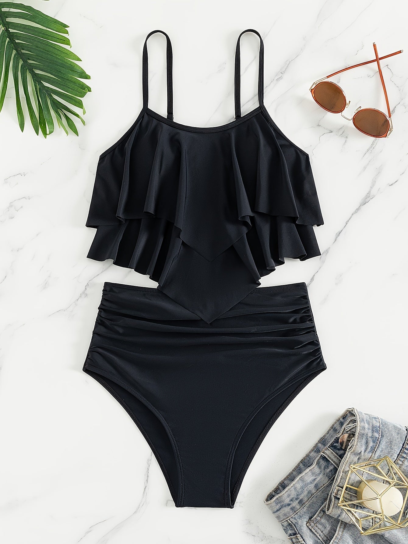 Gerimpelde gelaagde bikini voor dames