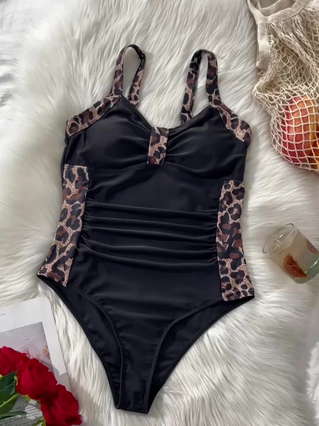 Dounja - Luipaardprint Badpak met Ruches voor Dames