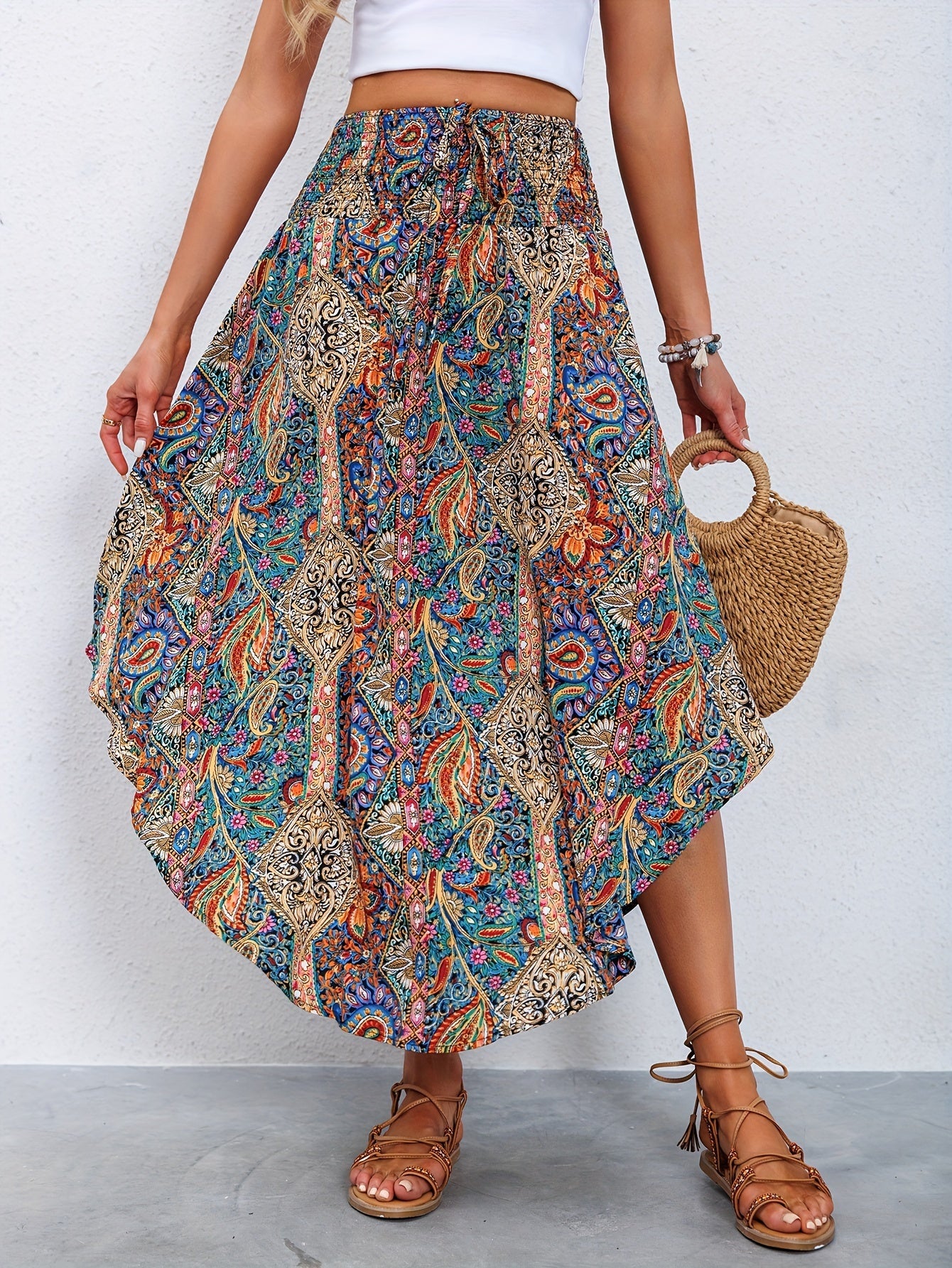 Berdien | Dames Rok met Hoge Taille en Paisleyprint – Elegant Bohemian Design voor Lente en Zomer