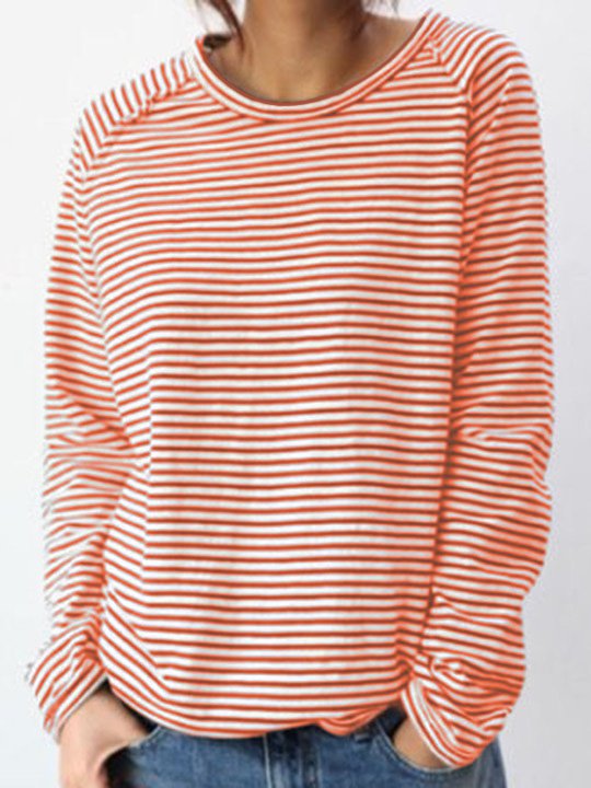 Dames Top – Elegante Lange Mouwen – Gestreept Ademend en Tijdloos Design