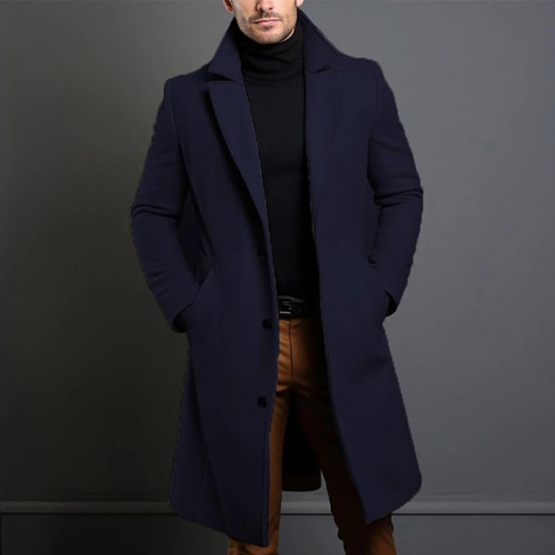 Heren Winterjas Formeel Lange Jas Wollen Look