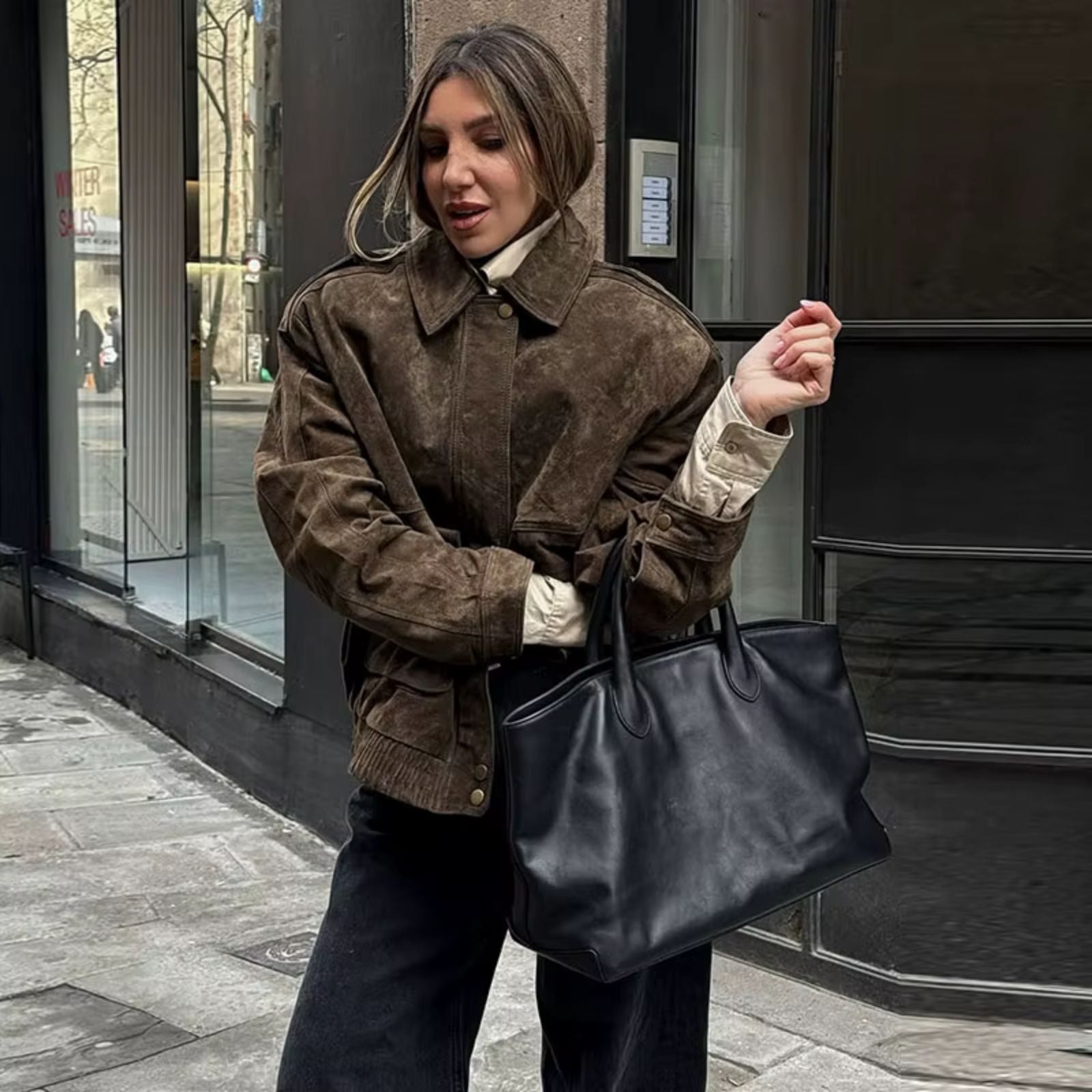 Aïsha oversized suede jacket | Dames jas van luxe suède met vintage flair
