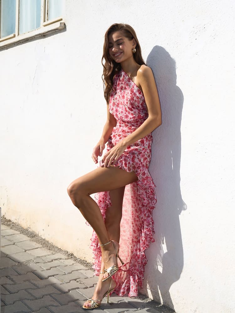 RIKKIE | One Shoulder Ruffle Jurk voor Dames