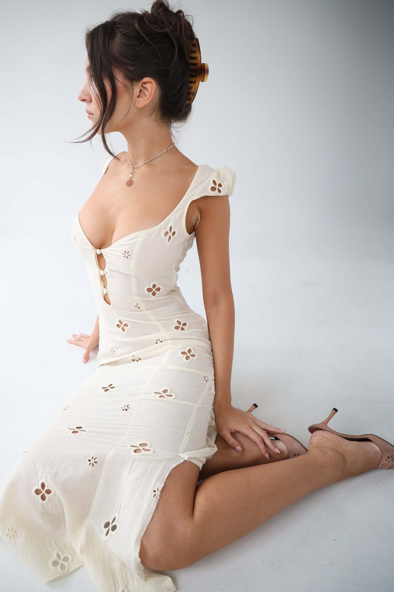 Isla - Vintage Geborduurde Midi-jurk voor Dames