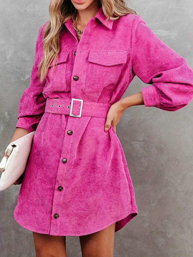 Gerdien | Mini-Jurk voor Dames – Tijdloze Elegantie met Corduroy Stof