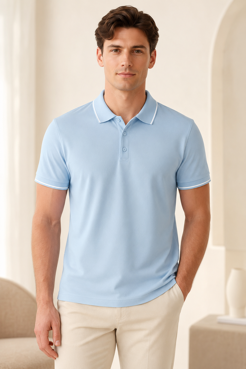 Heren Slim Fit Polo – Casual voor Dagelijks Gebruik, Met Knopen en Korte Mouwen