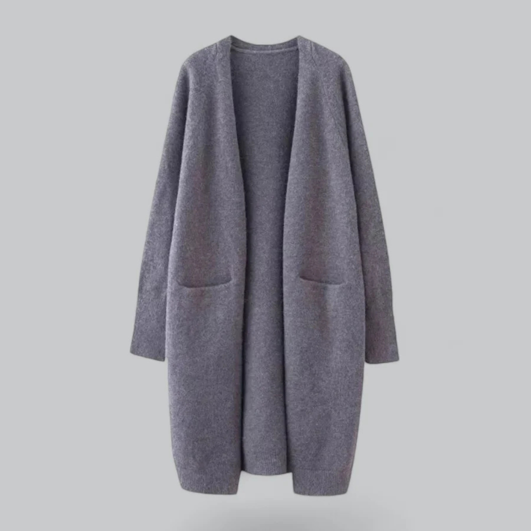 Dames lange losvallende gebreide cardigan met open voorkant – casual voor herfst en winter