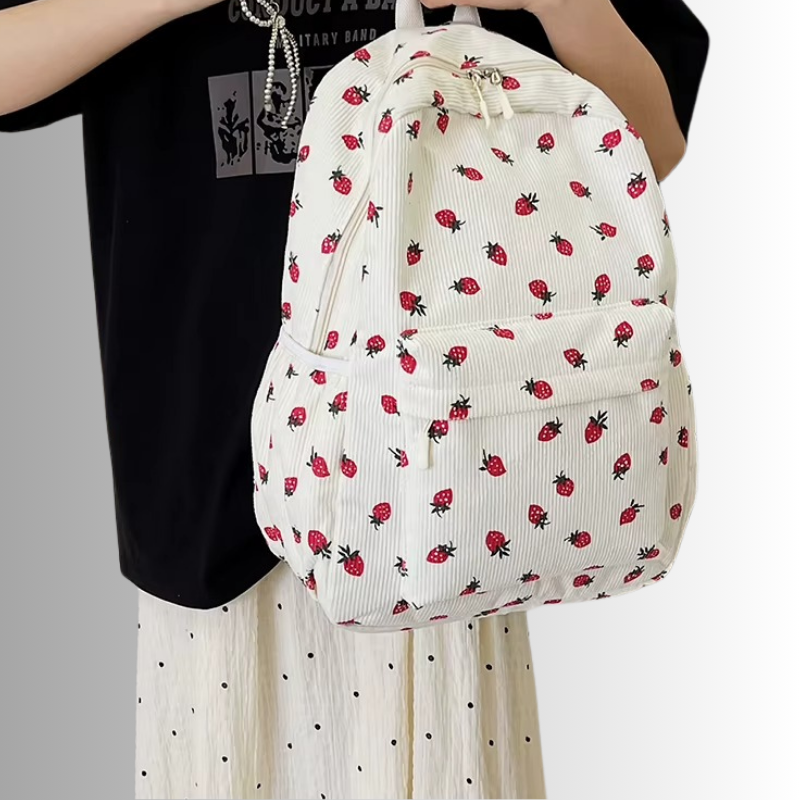 Tyra | Rugzak met aardbeienprint