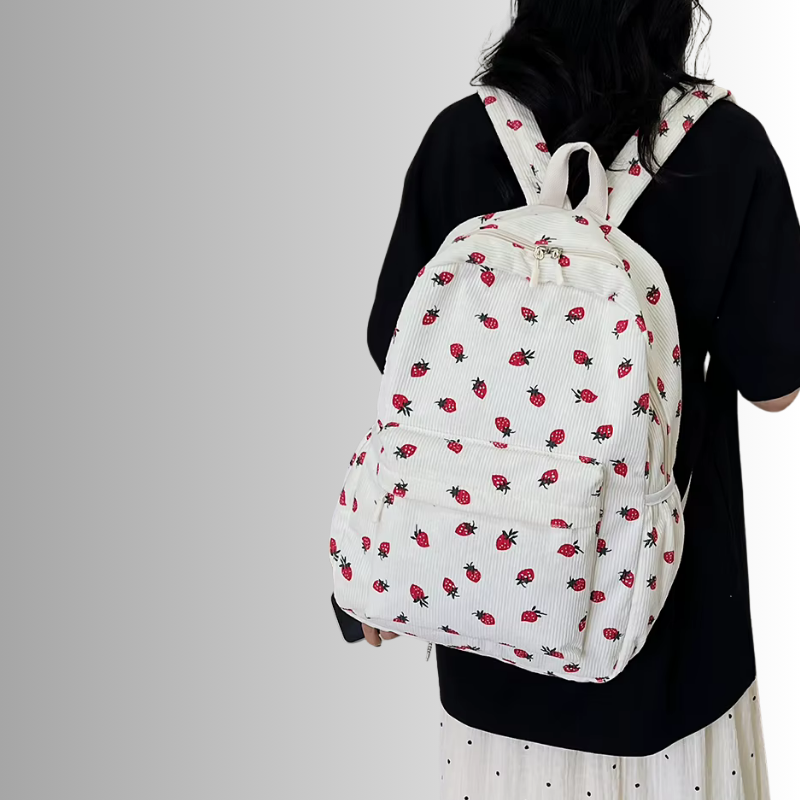 Tyra | Rugzak met aardbeienprint