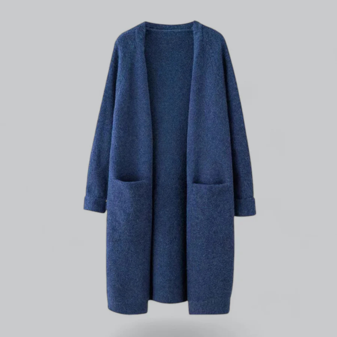 Dames lange losvallende gebreide cardigan met open voorkant – casual voor herfst en winter