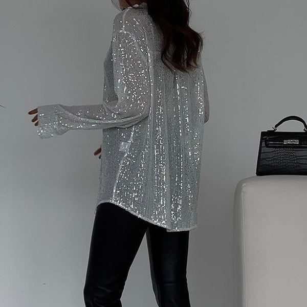 Glimmende Party Top voor Dames met Pailletten | Losvallende Blouse voor Feestelijke Avonden