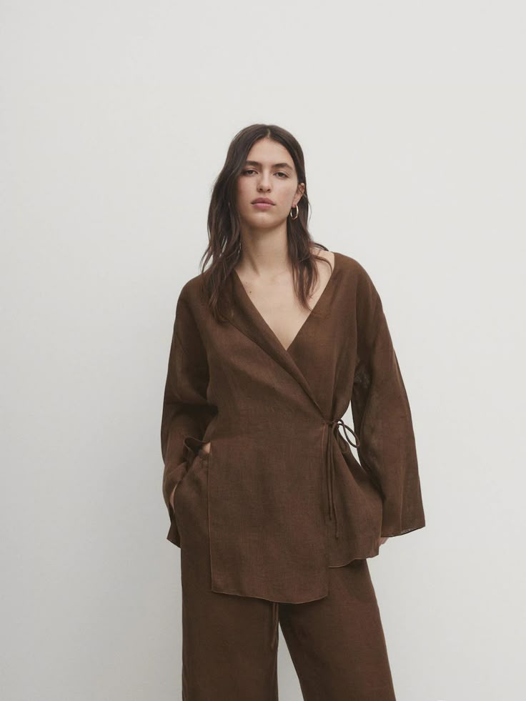 AMINA Kimono Set voor dames | Luchtige tweedelige outfit met lace-up detail en elegante pasvorm