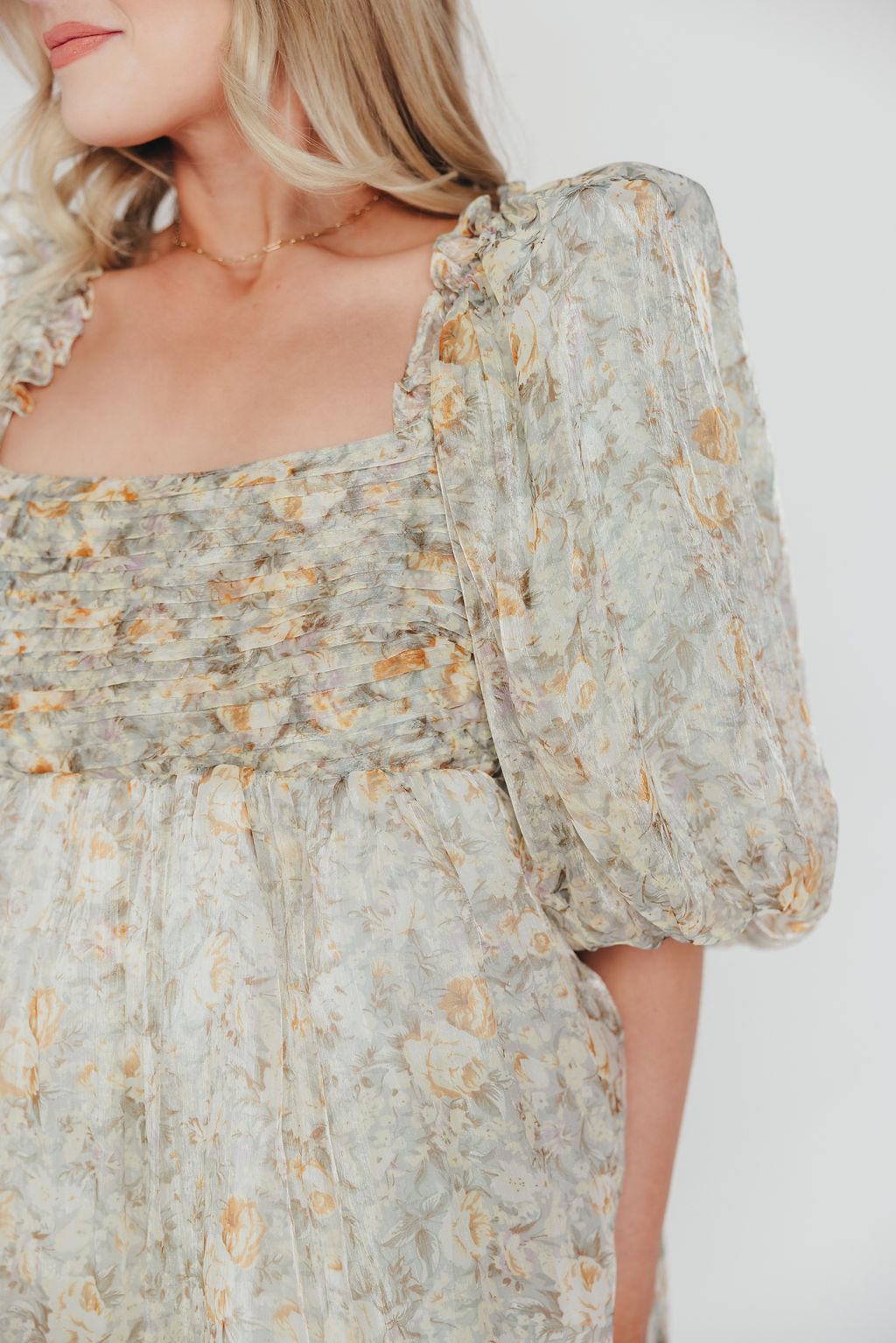 Eilina | Dames Maxi Jurk Zwangerschap – Flatterende Empire Taille en Romantische Ballonmouwen