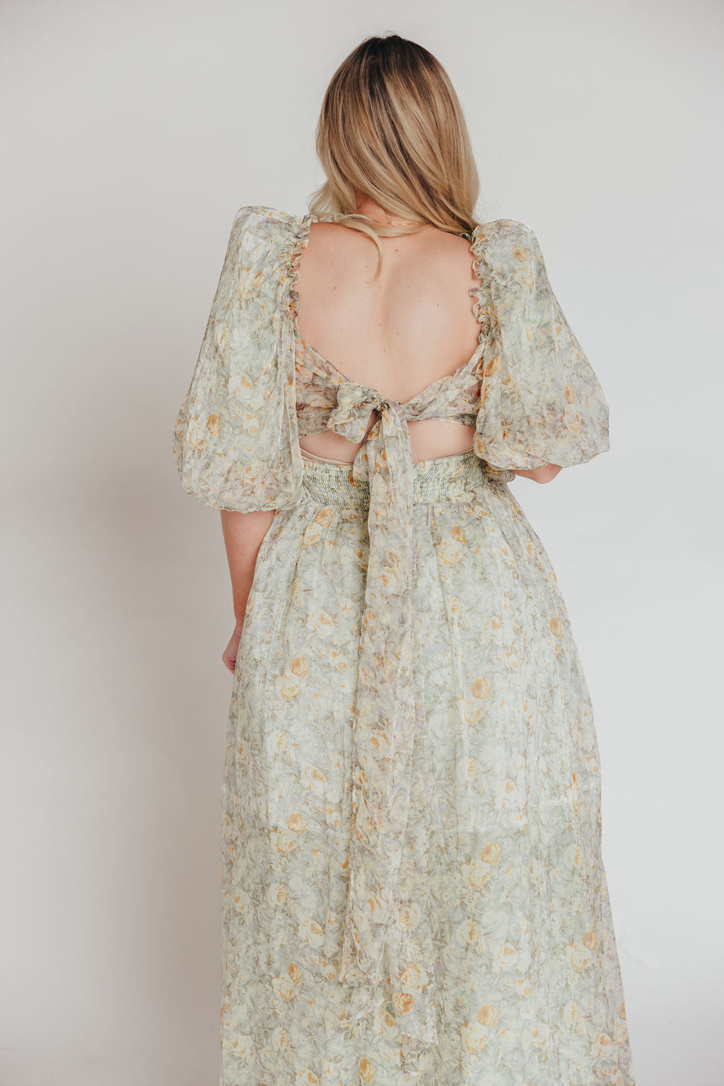 Eilina | Dames Maxi Jurk Zwangerschap – Flatterende Empire Taille en Romantische Ballonmouwen