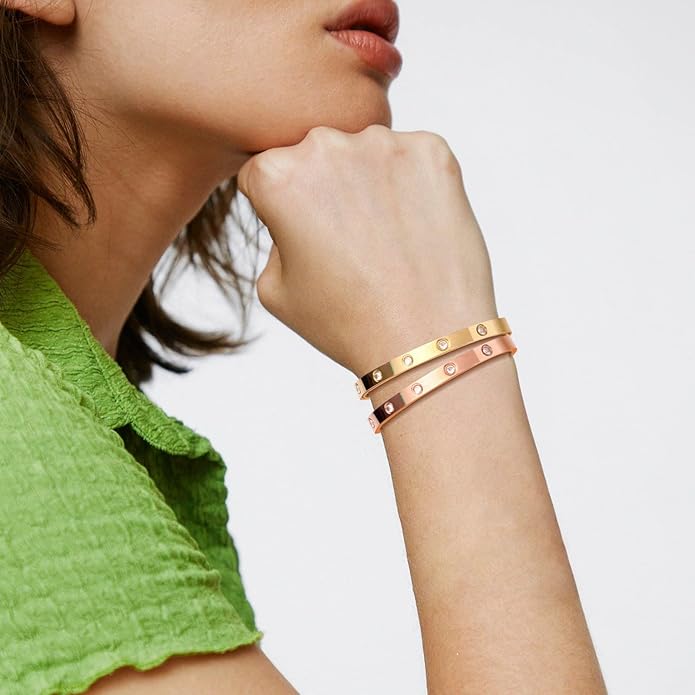 Uniseks Armband - Metalen Bangle - Minimalistisch Design - Luxe Schroefdetails
