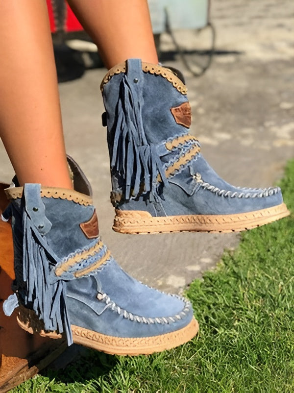 Boho westernlaarzen met franjes