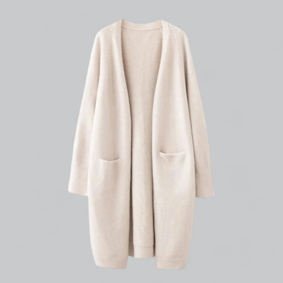 Dames lange losvallende gebreide cardigan met open voorkant – casual voor herfst en winter
