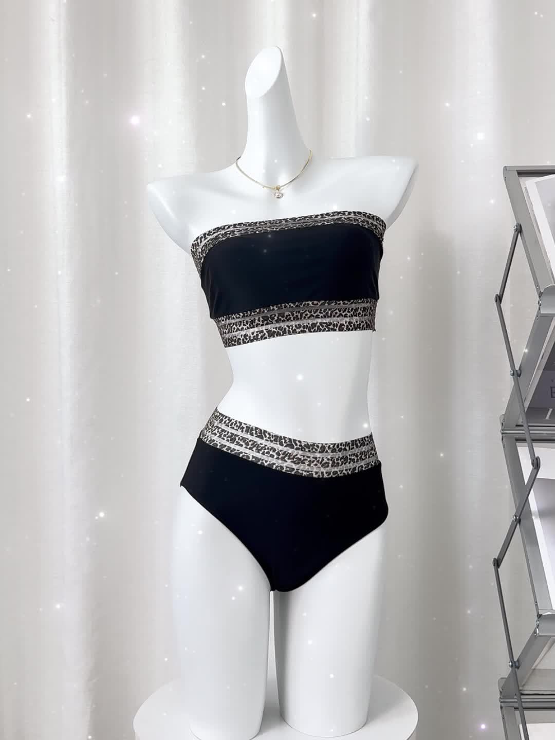 Tes - Bandeau Bikini met luipaardprint voor dames