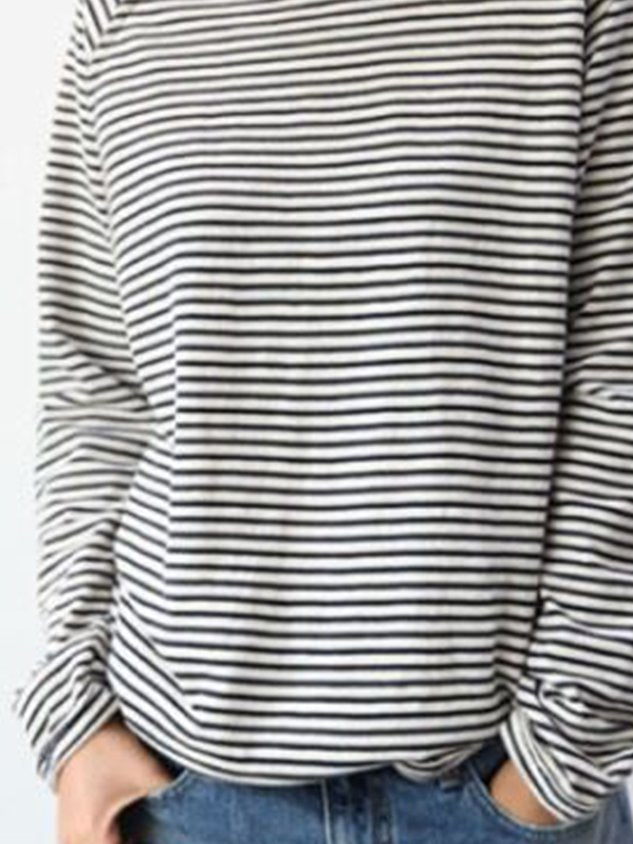 Dames Top – Elegante Lange Mouwen – Gestreept Ademend en Tijdloos Design