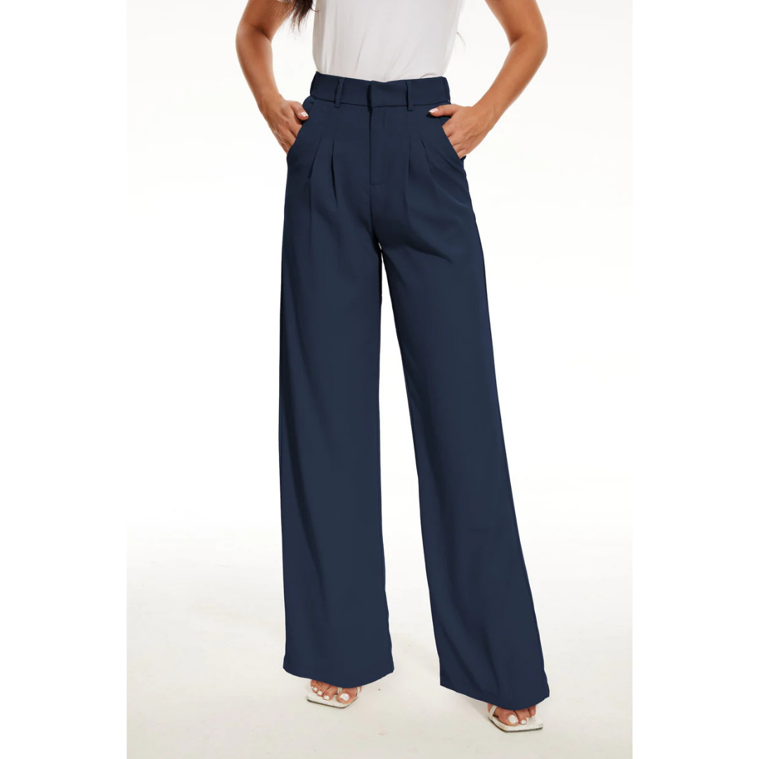 Dames Hoog Getailleerde Wide Leg Broek – Casual met Wijde Pijpen, voor Dagelijks