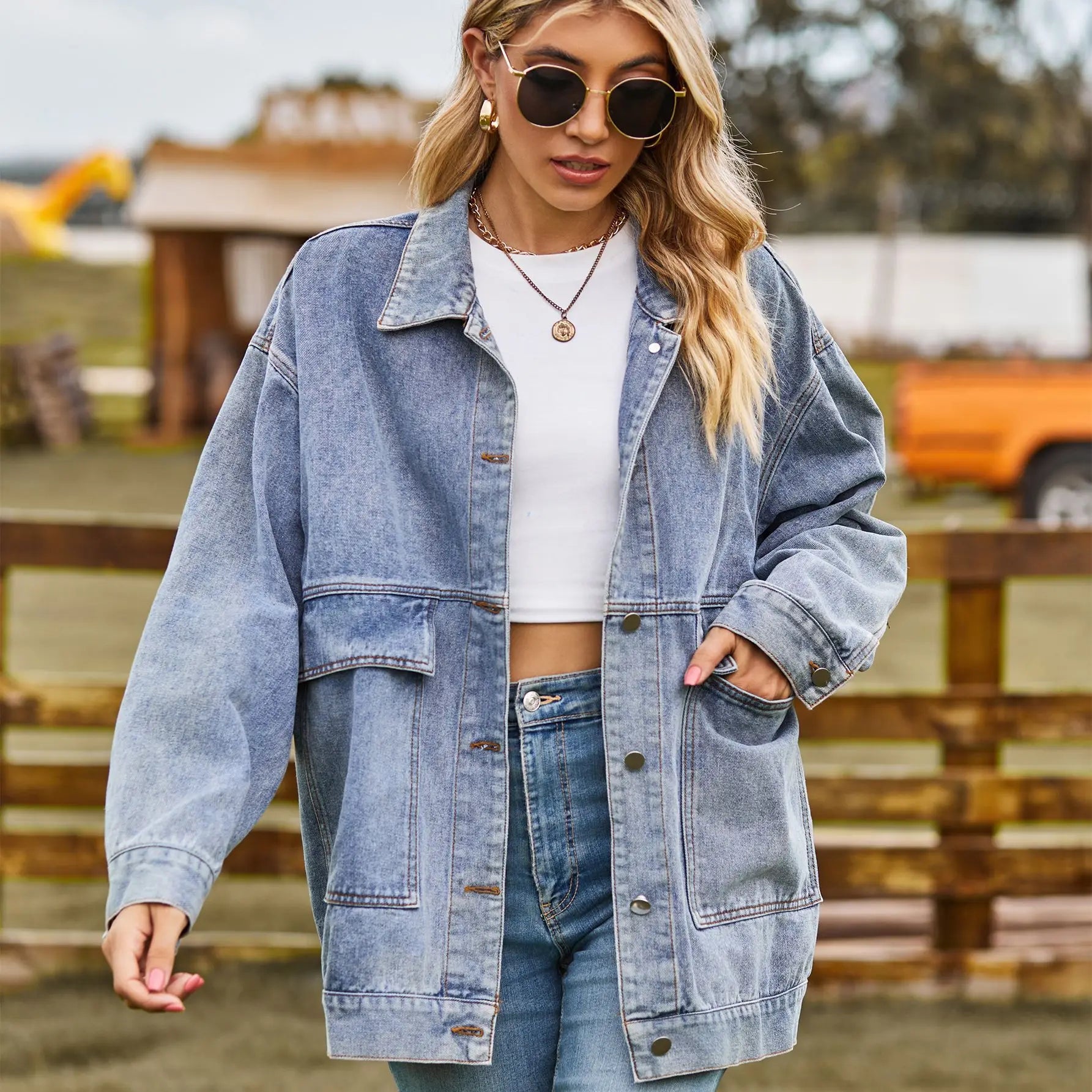 Oversized spijkerjas | Dames denim jas met utility details en relaxed fit