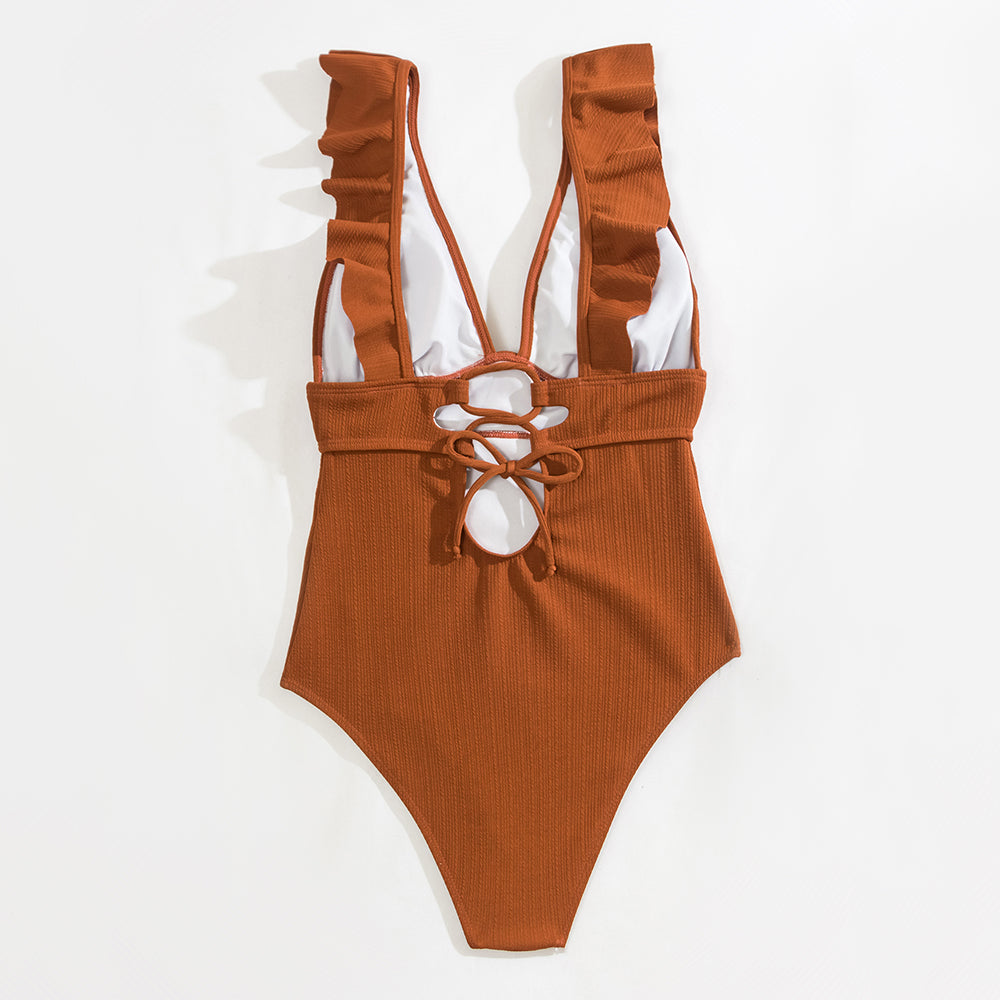 Elisa | Elegant V-Hals Badpak met Ruffle Details – Stijlvol & Flatterend