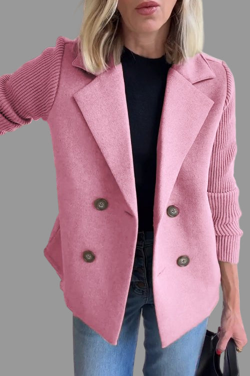 Dames Blazer met Gebreide Mouwen – Tijdloos Zwart, Casual en Business Outfit
