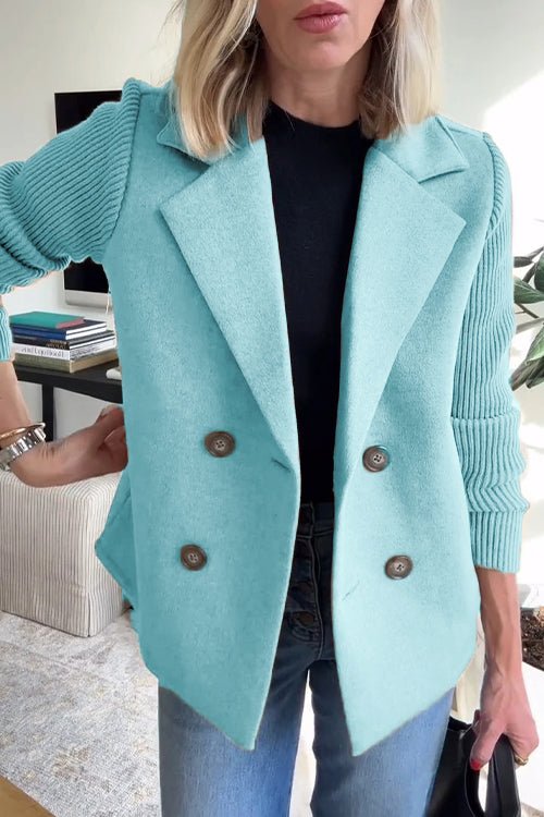 Dames Blazer met Gebreide Mouwen – Tijdloos Zwart, Casual en Business Outfit