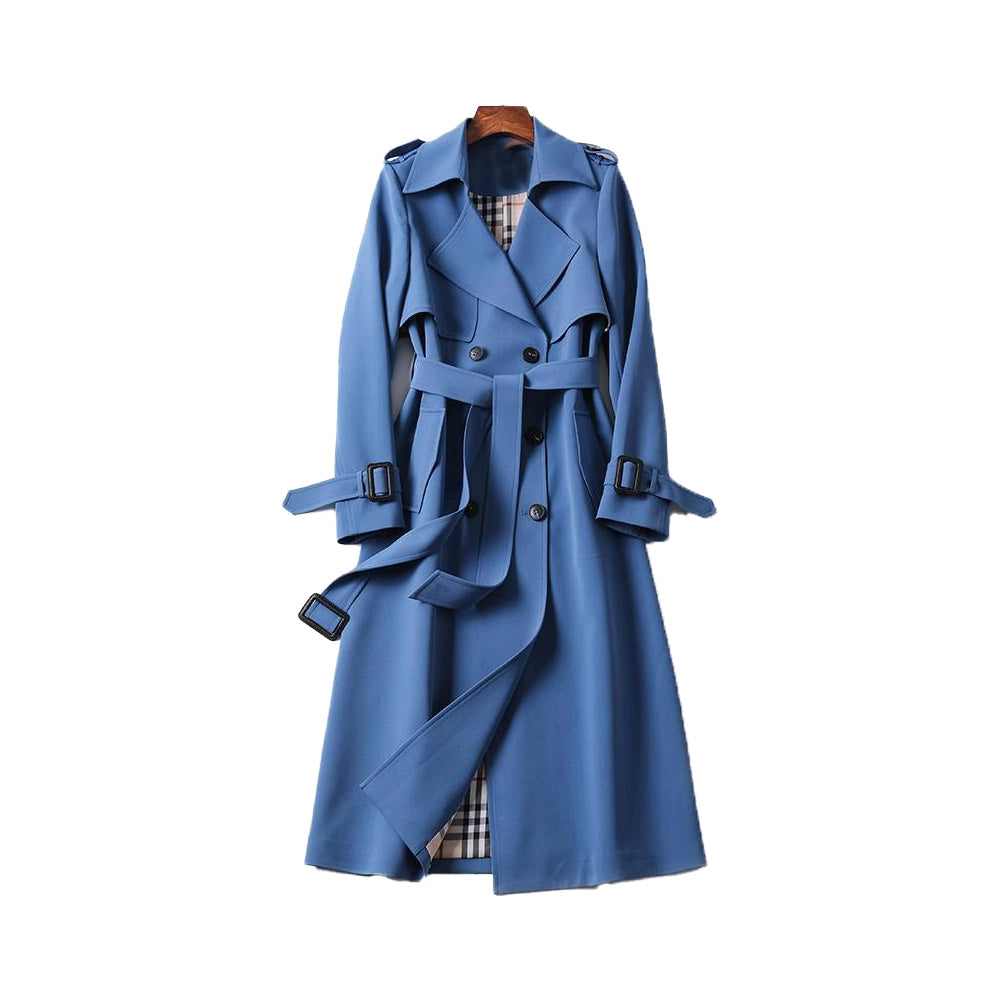 Dames Dubbelrijige Trenchcoat met Ceintuur – Klassiek, Tijdloze Jas