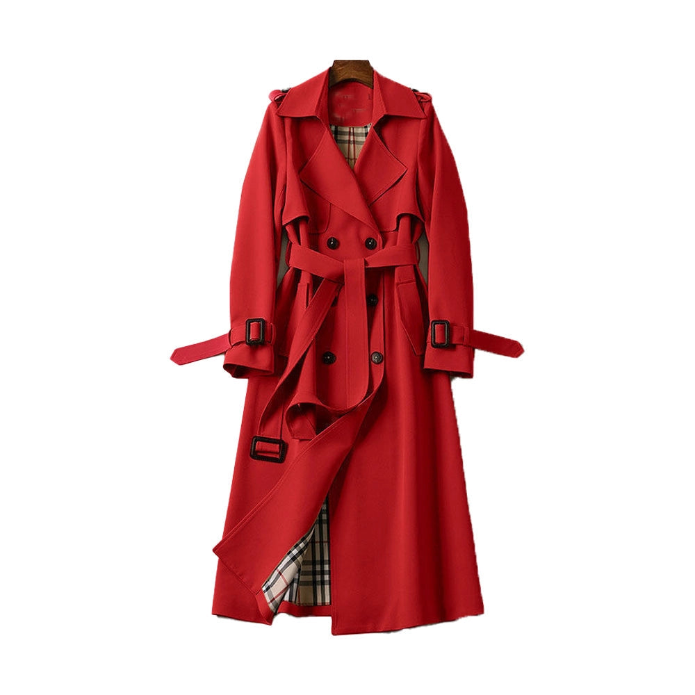 Dames Dubbelrijige Trenchcoat met Ceintuur – Klassiek, Tijdloze Jas