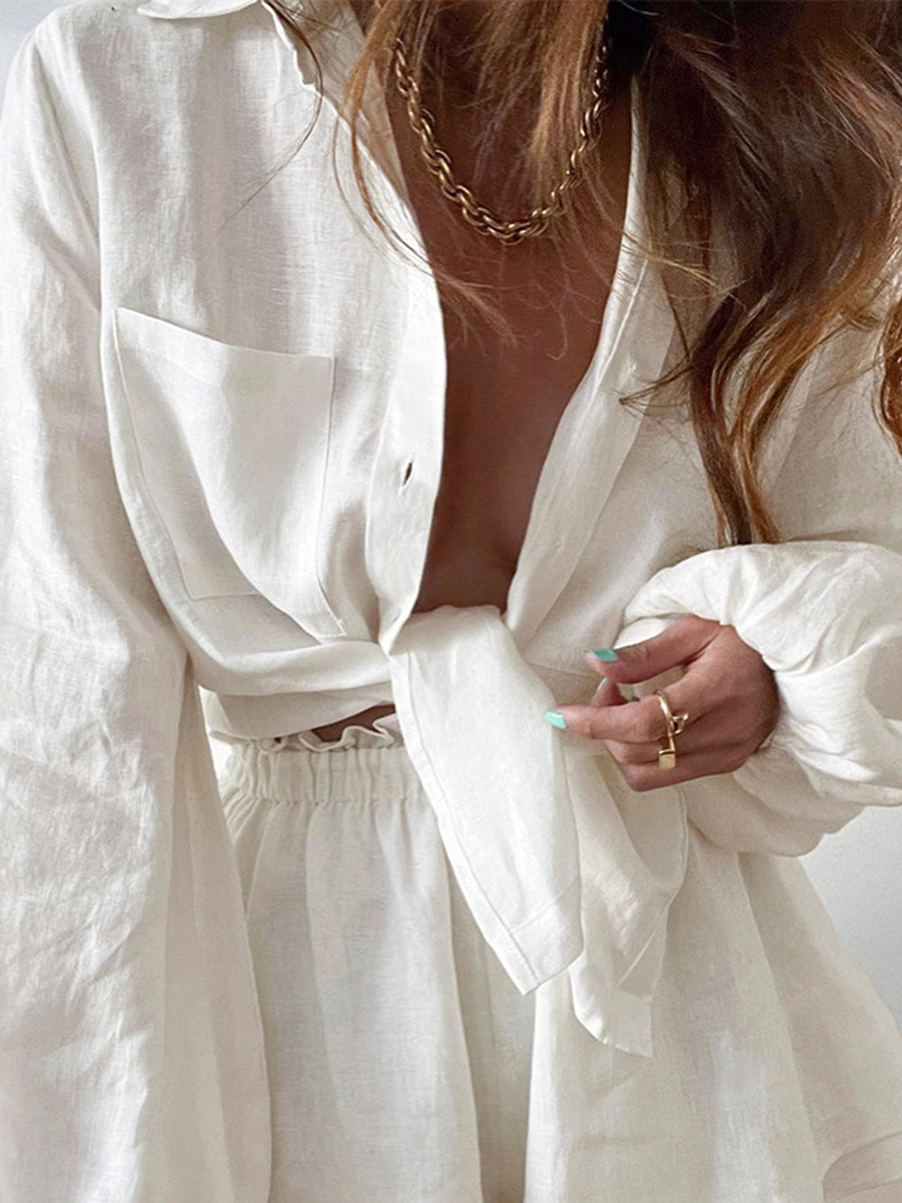 Platina | Tweedelige dames set met minimalistische stijl en ademende katoen-linnen mix