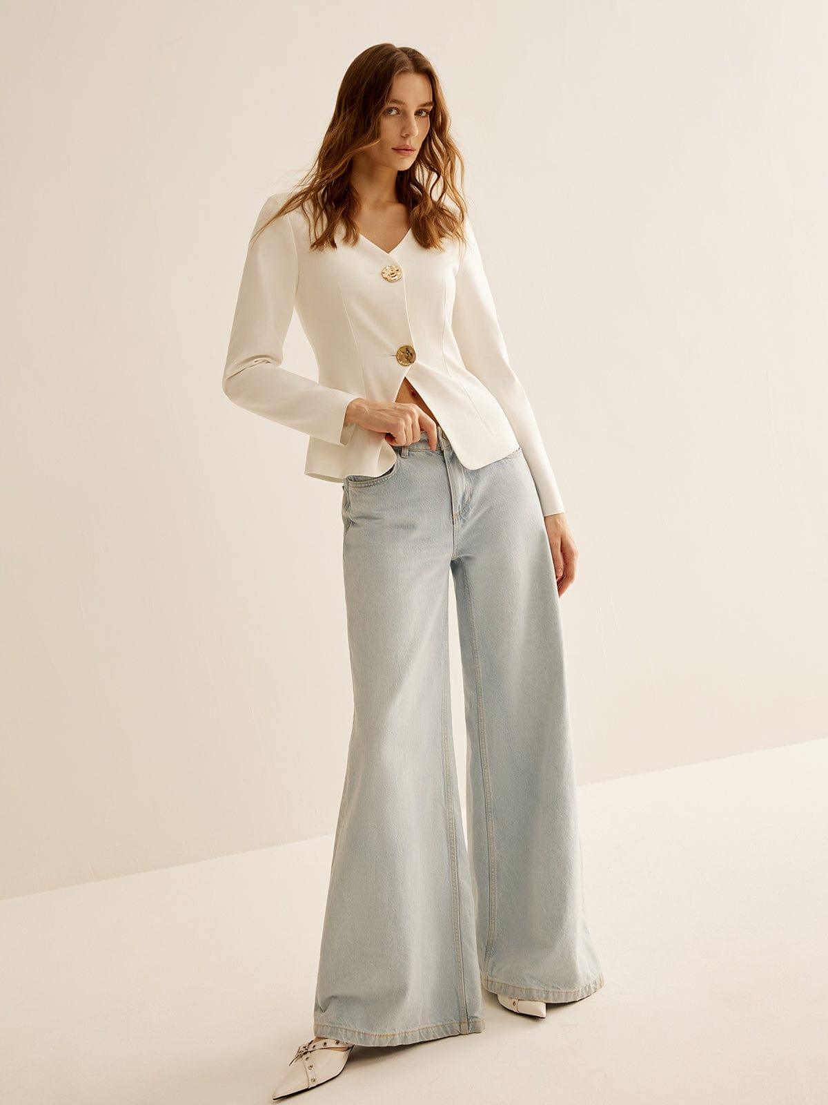 JONI - Minimalistische Blazer met V-Hals voor Dames