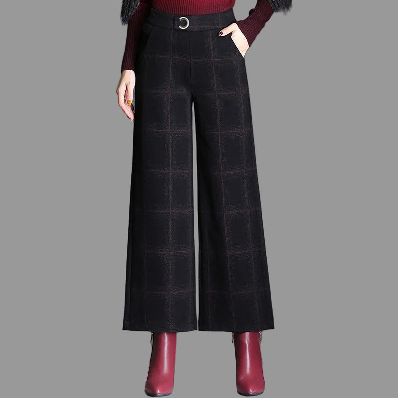 Dames Hoge Taille Ruitbroek – Wijde Pijpen, Comfortabel Geruit, Casual en Trendy Outfit voor Elke Dag