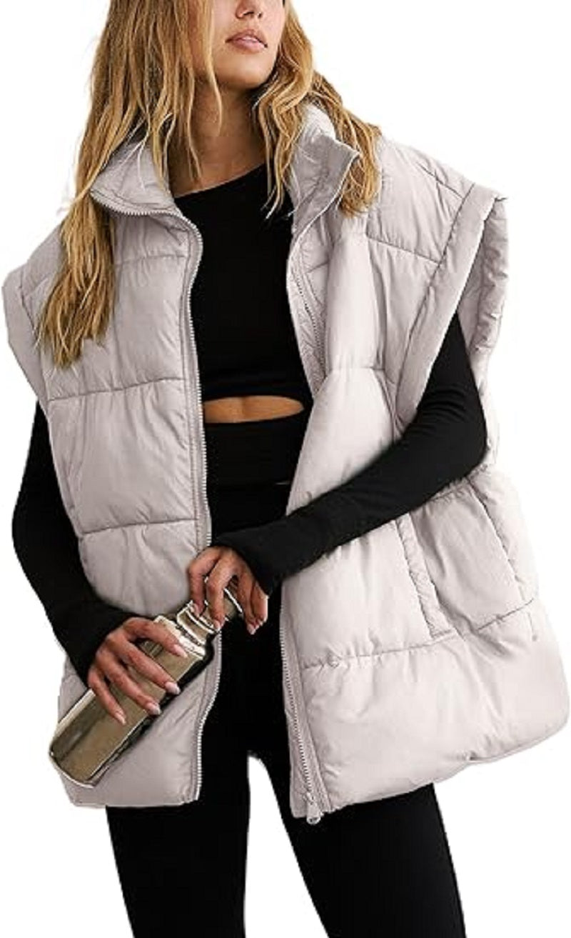 Dames Gewatteerde Bodywarmer – Mouwloos Gilet met Rits en Zakken