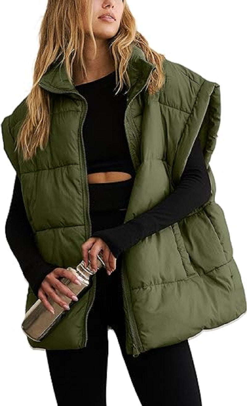 Dames Gewatteerde Bodywarmer – Mouwloos Gilet met Rits en Zakken