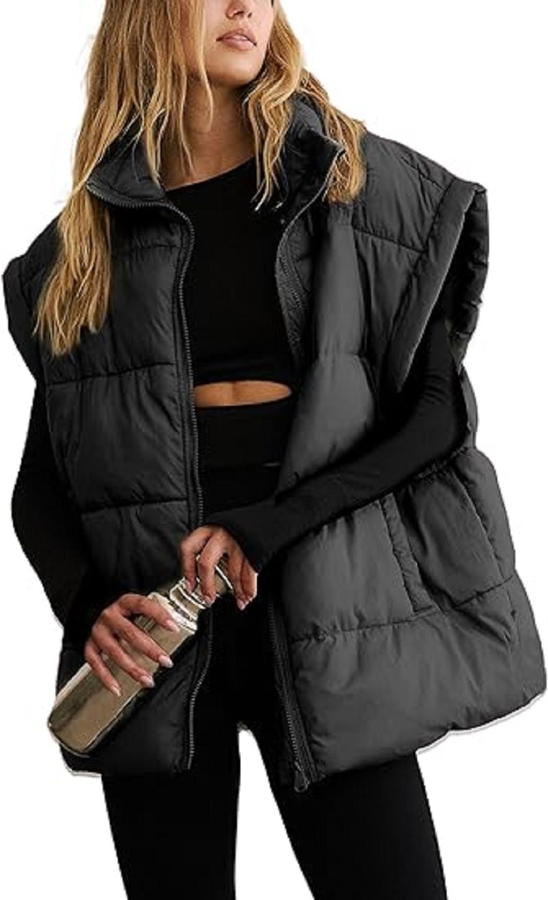 Dames Gewatteerde Bodywarmer – Mouwloos Gilet met Rits en Zakken